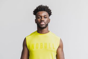 Nobull Sleeveless Men's T Shirts Yellow | Australia (DK3026)